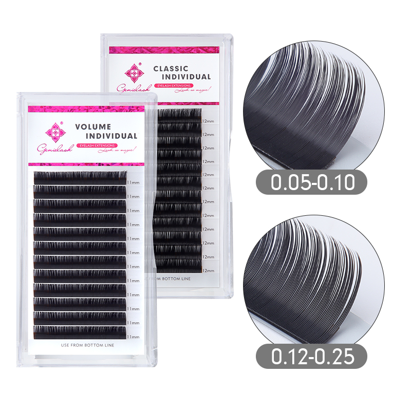 Eyelash Extension Hybrid - Genielash 0.07-0.25 Extension Eyelash Supplies Individual