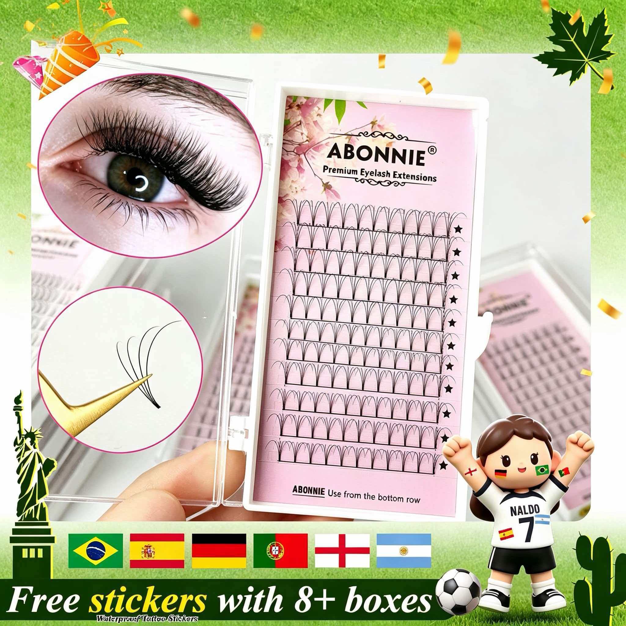 Abonnie 6D Narrow Fan Premade  - مراجعة Eyelash Extension Russian Volume وسعره