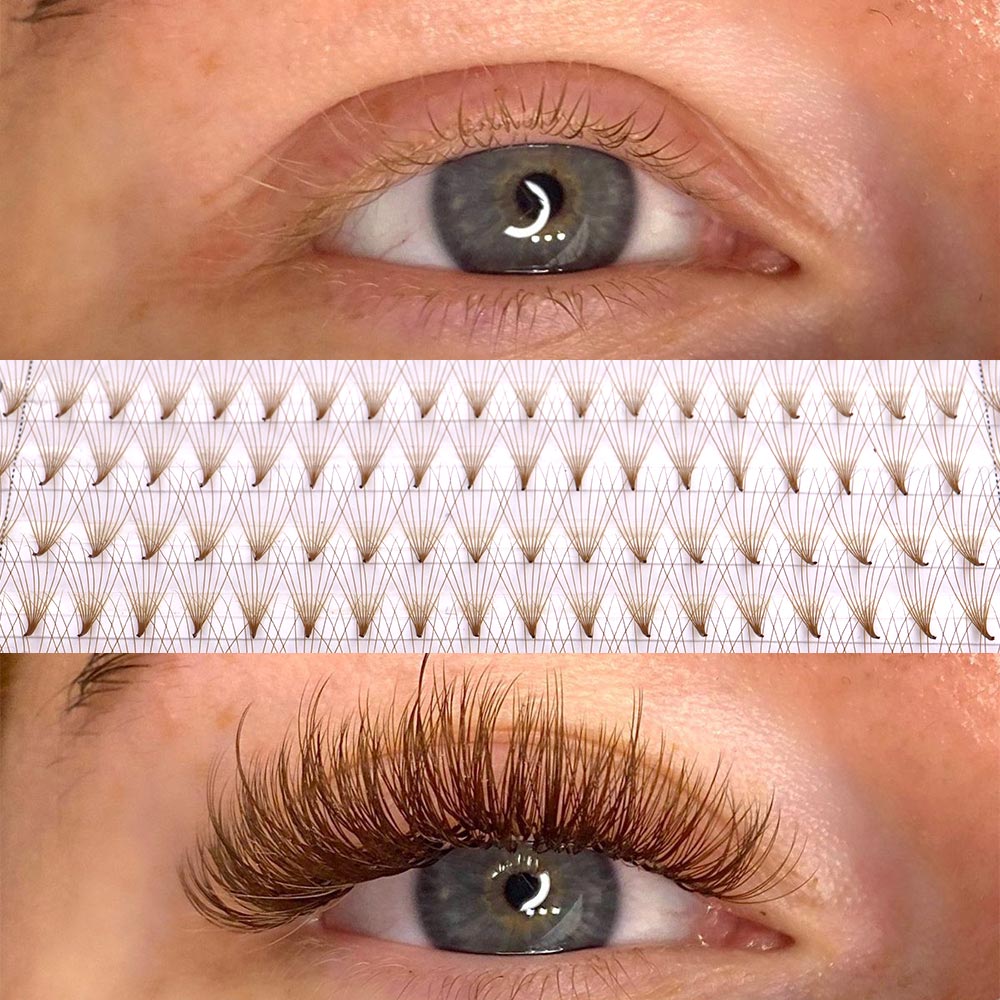 320 Colored Pointy Base Brown  - مراجعة Eyelash Extension Russian Volume وسعره