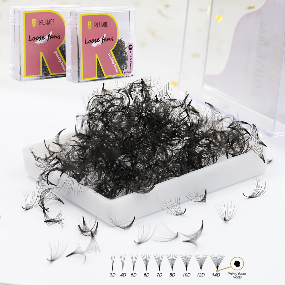 RUJADE Thin Pointy Base Premad - مراجعة Eyelash Extension Russian Volume وسعره