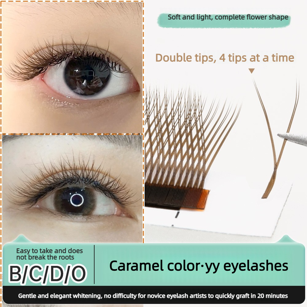 Brown YY Premade Fans Eyelash  - مراجعة Eyelash Extension Hybrid وسعره
