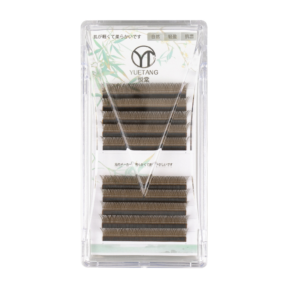 Brown YY Premade Fans Eyelash  - مراجعة Eyelash Extension Hybrid وسعره