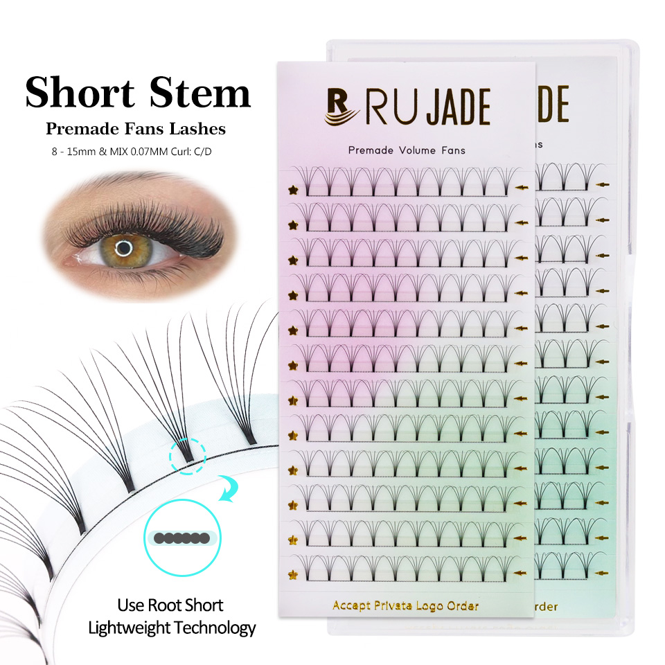 RUJADE Short Stem 3D 4D 5D 6D  - مراجعة Eyelash Extension Russian Volume وسعره