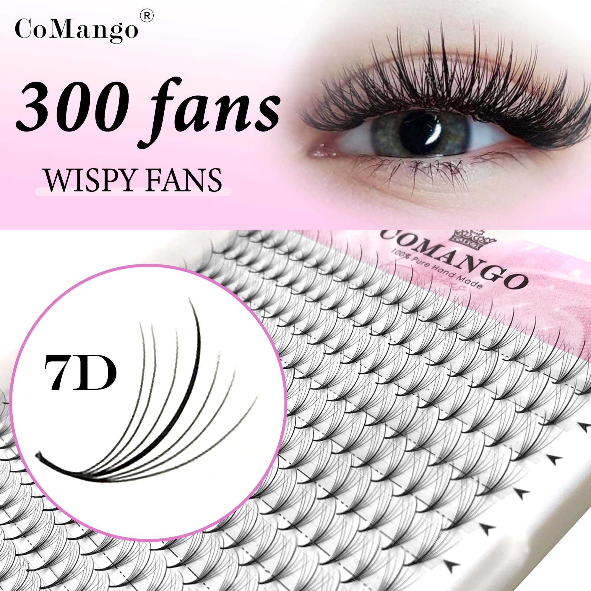 CoMango 7D Wispy Premade Fans  - مراجعة Eyelash Extension Hybrid وسعره