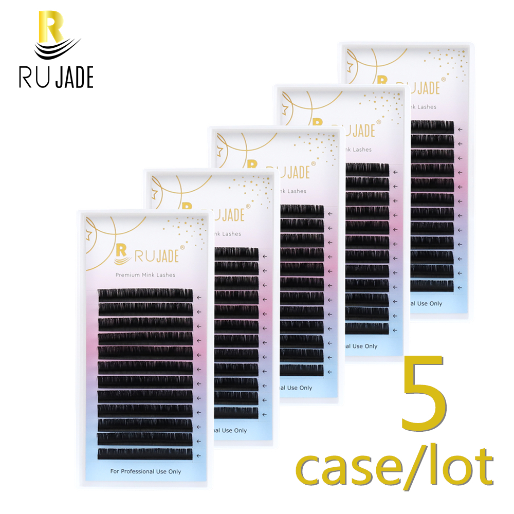 RUJADE 5 Cases/Lot False Eyela - مراجعة Eyelash Extension Russian Volume وسعره