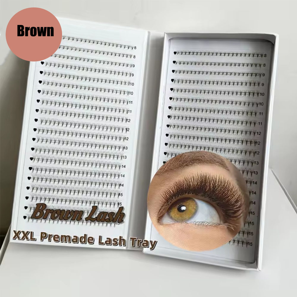 1200Fans 3D 8D 5D Brown Colore - مراجعة Eyelash Extension Hybrid وسعره