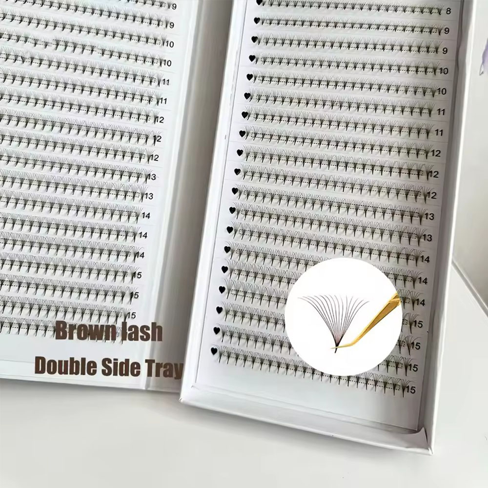 1200Fans 3D 8D 5D Brown Colore - مراجعة Eyelash Extension Hybrid وسعره